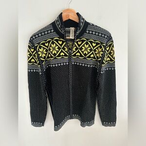 Vintage Obermeyer wool blend jacket zip cardigan‎ Nordic snowflakes size medium